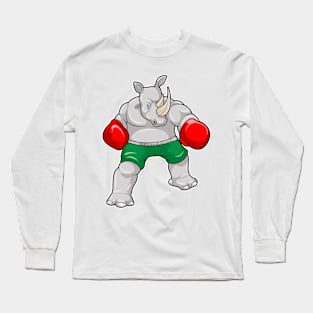 Rhino at Boxing with Boxing gloves Long Sleeve T-Shirt